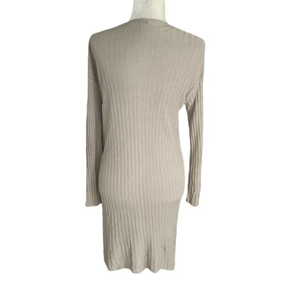 MM Lafleur Graham Beige Ribbed Tie Front Draped Kimono Long Ballet Cardigan - M - Picture 11 of 16